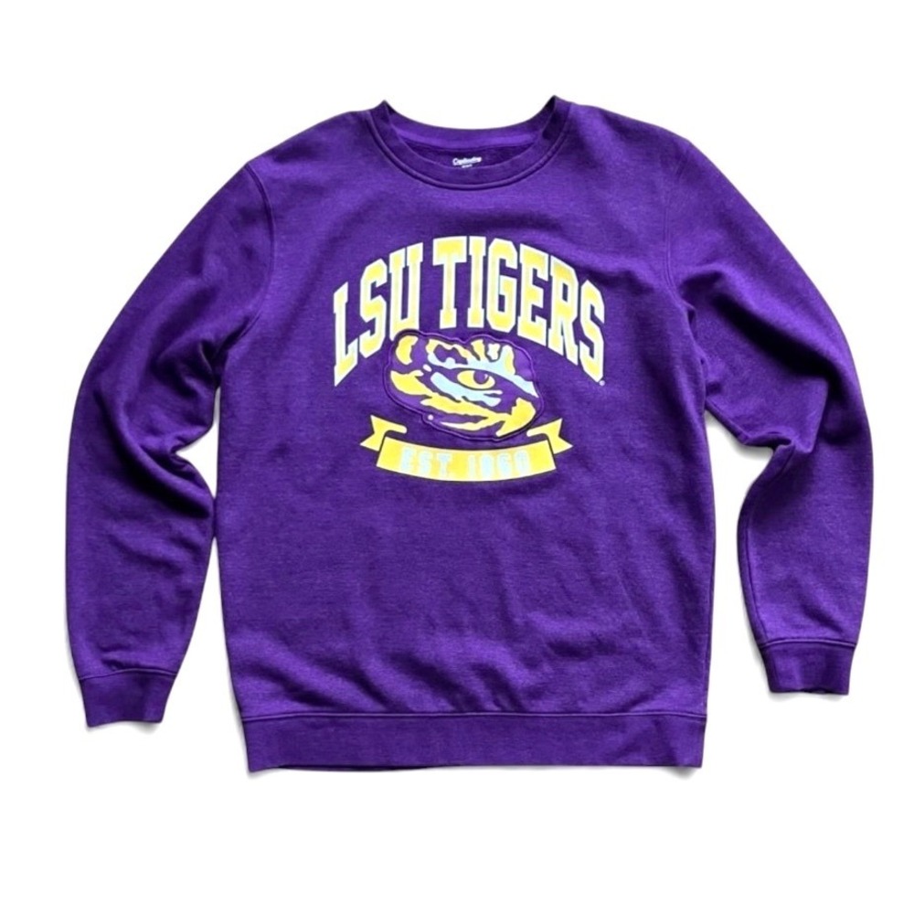CAPTIVATING Classic Crewneck Sweatshirt LSU TIGERS EYE EST 1860 Purple MEN'S XL